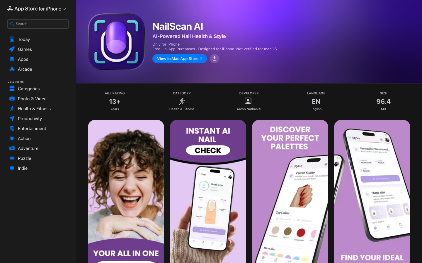NailScan AI App Store page